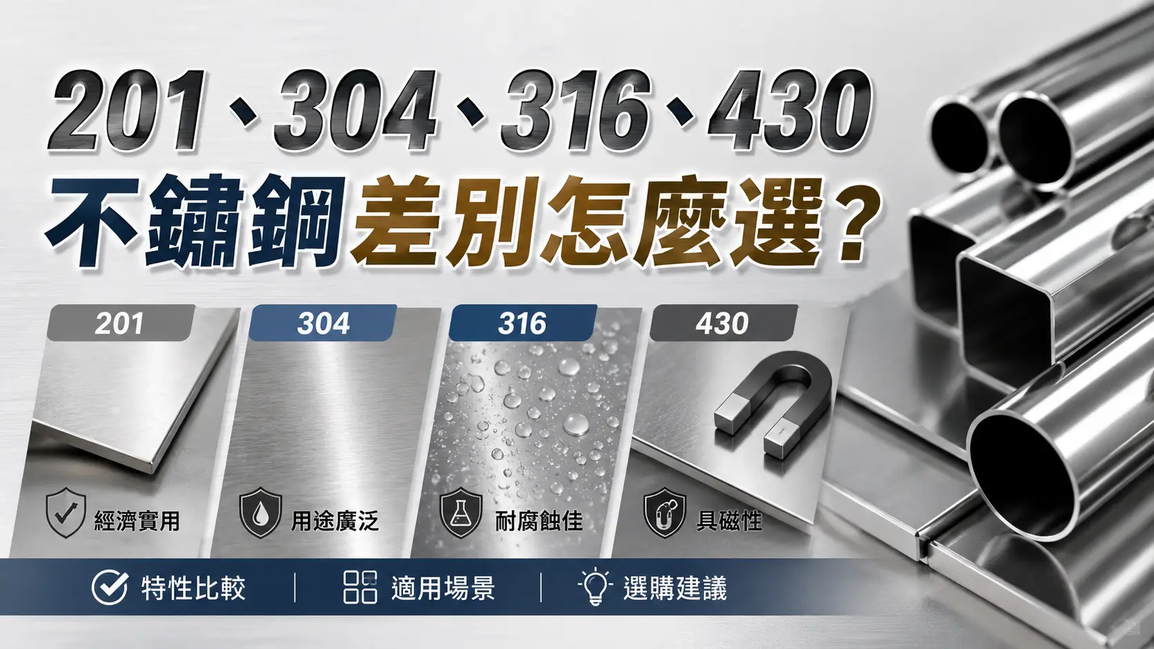 201、304、316、430 不鏽鋼怎麼選
