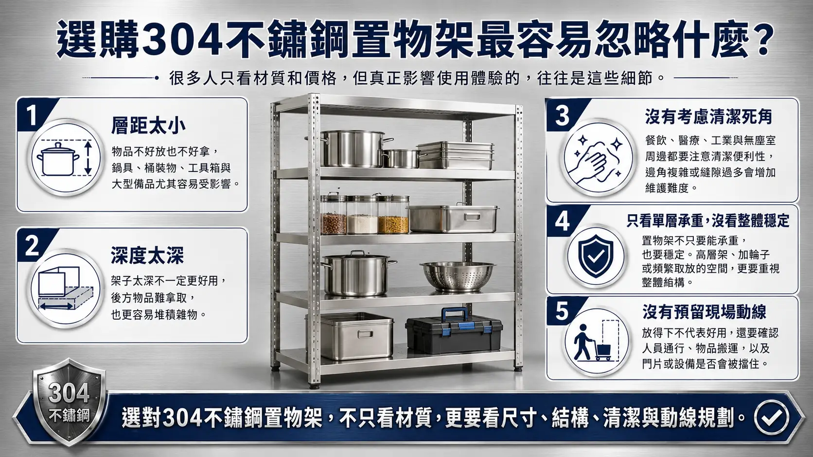 選購304不鏽鋼置物架最容易忽略什麼？
